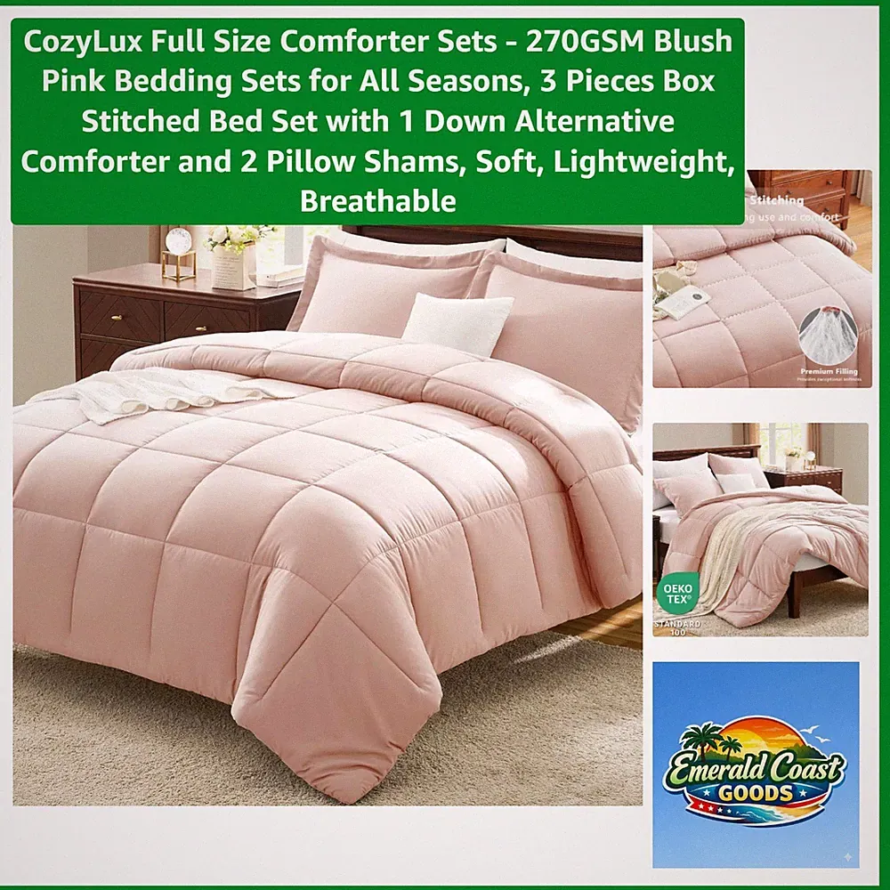 270GSM Down Alternative Comforter Set - Soft Blush Pink for Elegant Bedrooms