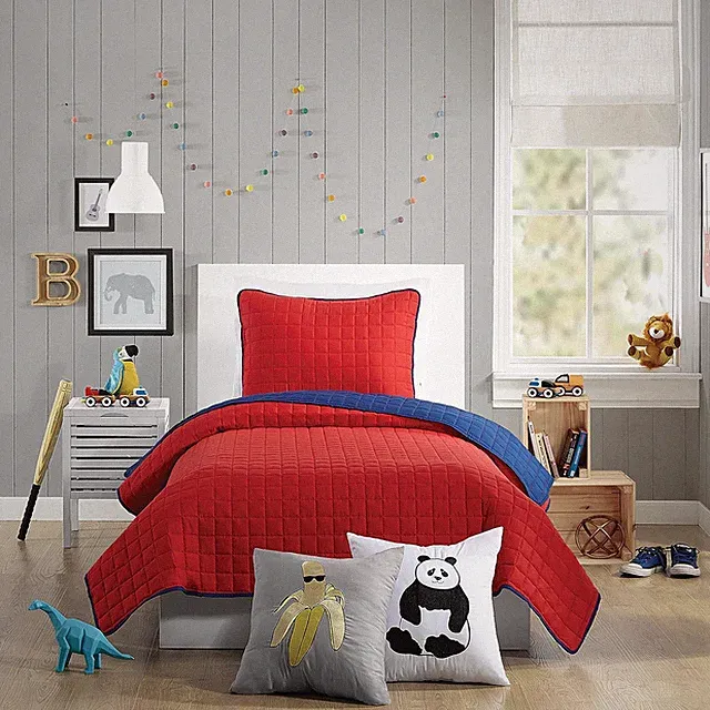 Ayer Red Quilt Set Twin Size - 2 Piece Kids Bedding Set for Boys and Girls, Soft