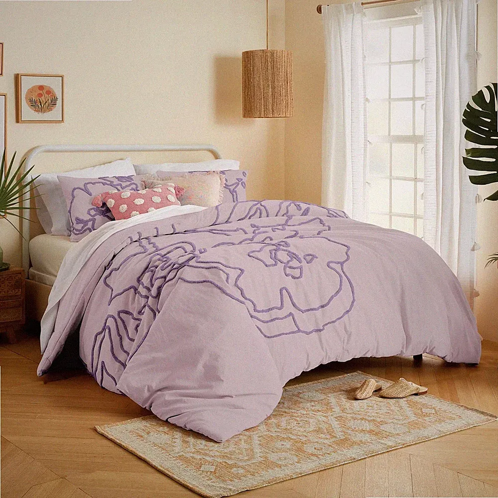 brand new PURPLE Wild Sage Corinna TWIN XL Cotton Duvet Cover & Sham for DORM