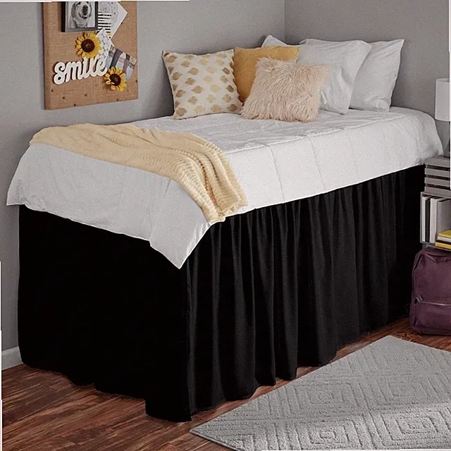 College Dorm Bed Skirt Dust Ruffled Extra Long Drop 600-TC 100% Egyptian Cotton