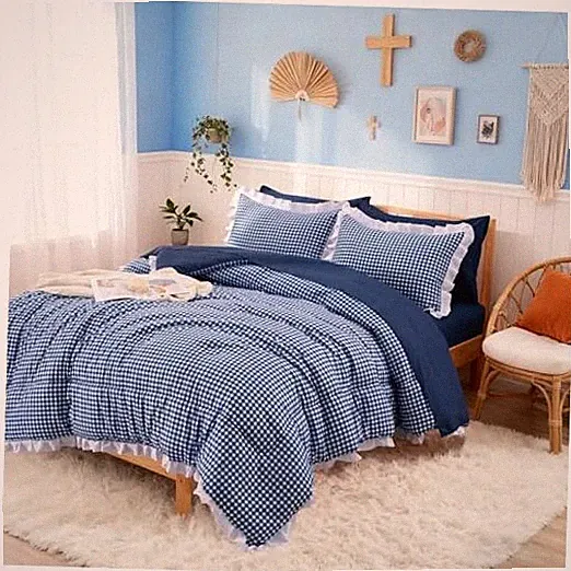 Comforter 5Pcs Size,Ruffle Comforter for Dorm Room Essentials for Queen Navy