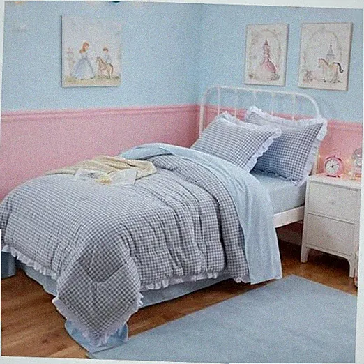 Comforter Size,Ruffle Comforter for Dorm Room Essentials for Twin Blue
