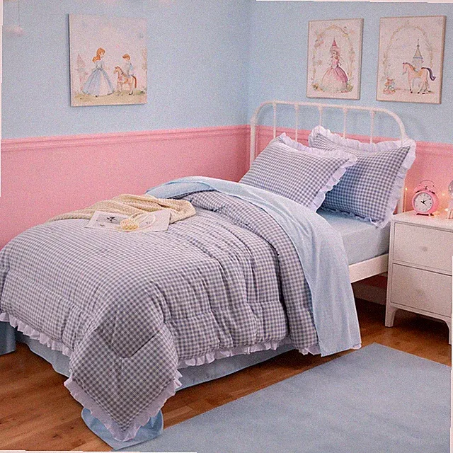 Comforter Twin Size,Blue Ruffle Comforter for Dorm Room Essentials for Twin B...