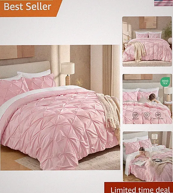 Cozy 3-Piece Pink Microfiber Comforter Set for Kids and Teens - All Season
