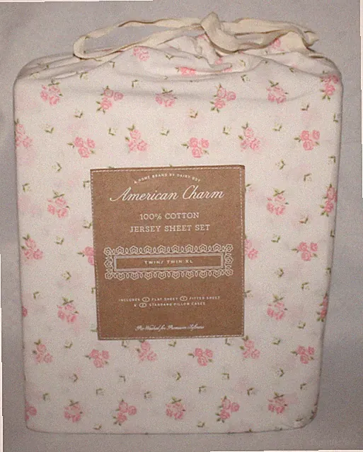 Dairy Boy American Charm Blush Pink Floral Sheet Set Cotton Jersey Twin / XL New