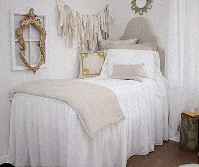 Dorm Bed Skirt Twin XL Size 36 Inch Drop White Extra Long Bedskirt for Dorm
