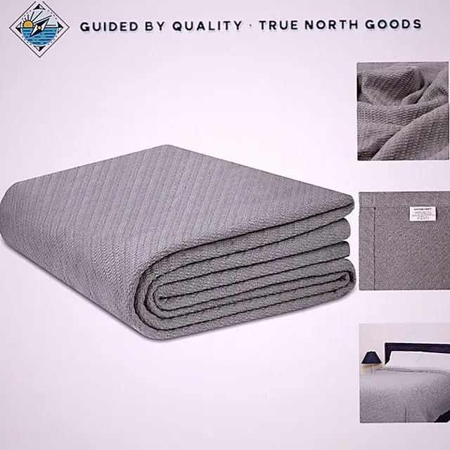 Durable Herringbone Twill Throw Blanket, King Size Lightweight Cotton Fabric