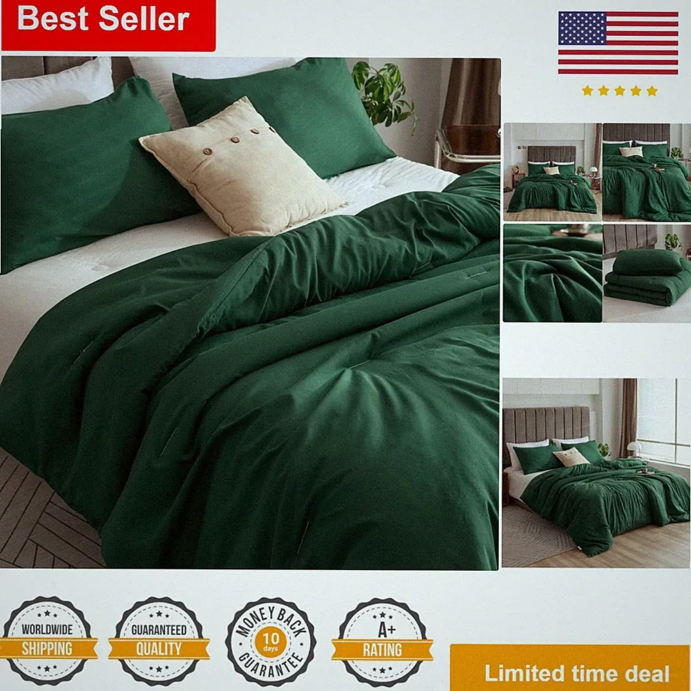 Emerald Green Twin Comforter Set - Lightweight & Cozy Bedding for College Dorms