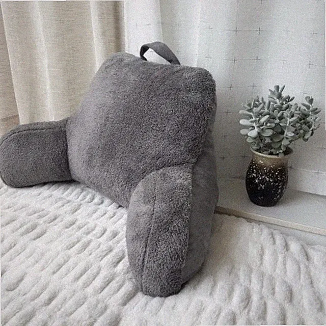 Faux Shearling Bed Rest Pillow Gray: Supportive Backrest for Dorm