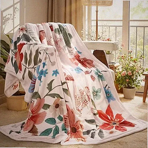 Floral Fleece Blanket for Women Girls Dorm Boho Decor, 50"x60" Floral-pink