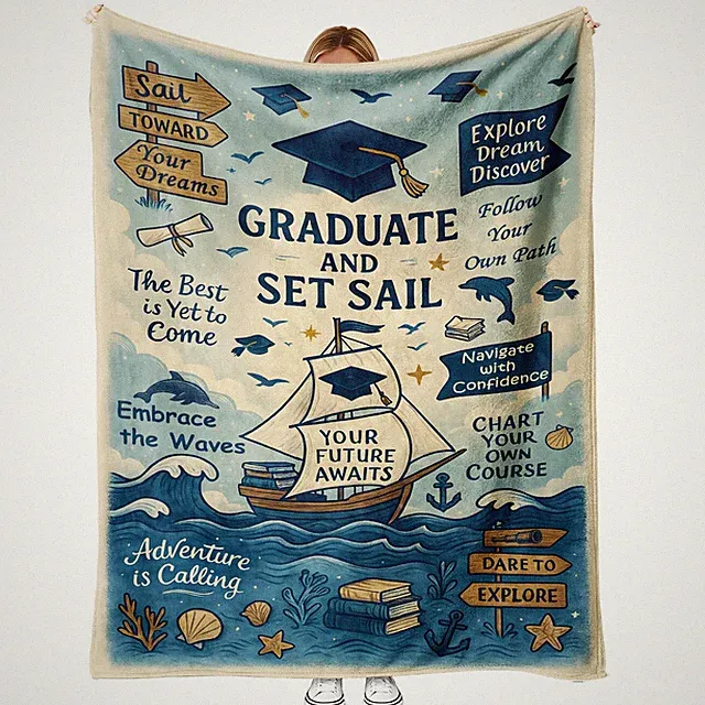 Graduation Gift Blanket, Inspirational Quote Throw for High School & College...