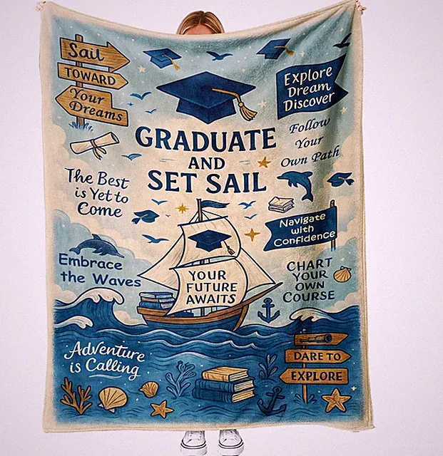 Graduation Gift Blanket, Inspirational Quote Throw for High School & College Gra