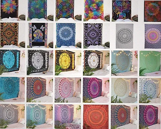 Indian Twin Bed Sheet Cotton Wall Hanging Decorative Twin Size Tapestry for Gift