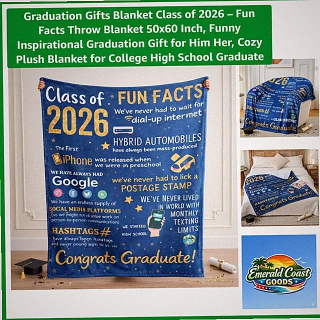 Inspirational Graduation Blanket Class of 2026 - 50x60 Inch Cozy Comfort