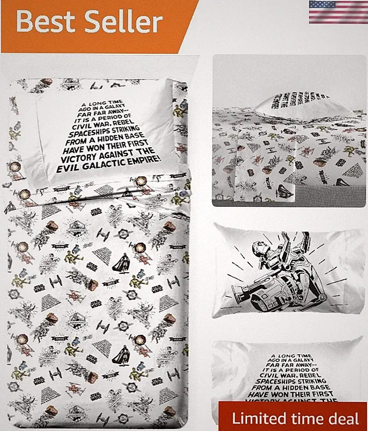 Kids Sheet Set Twin Star Wars Bedding Microfiber Fitted Flat Pillowcase