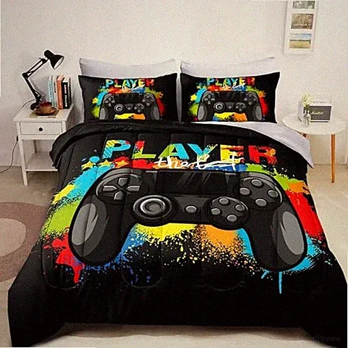 Kidsr Comforter Set Size Bed in a Bag for Boys and Girls, 7 Pieces Twin Game