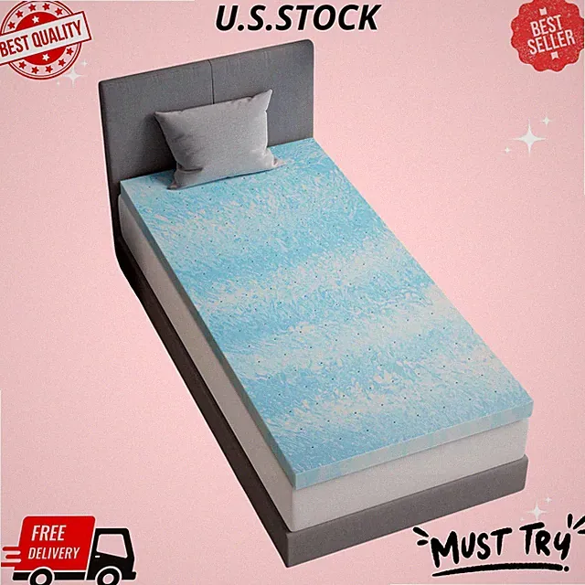 Memory Foam Topper Twin XL 3 Inch - Cooling Gel Infused for Dorm & RV Comfort