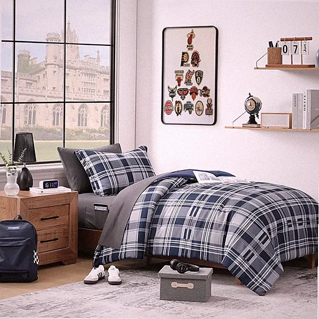 Navy Blue Twin XL Comforter Set - 5 Piece All-Season Bedding for Dorms