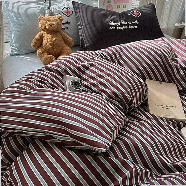 Nordic Striped Printed Duvet Cover 1 Pcs Simple Cozy Quilt Cover for Dorm Home