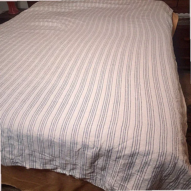 PINE CONE HILL Lush LINEN Duvet Cover Twin 68X88 Slate White Ticking Stripe