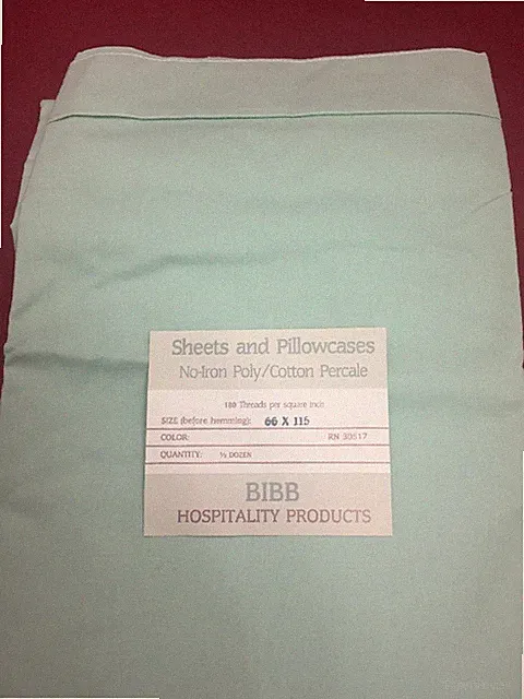 QTY 6 180 CT FLAT Bed Sheets For Twin , Dorm ,Hospital Mattresses 66X115 GREEN