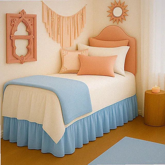 Slumber Sphere Blue Twin XL Bed Skirt for Dorm Premium Microfiber Dust Ruffle