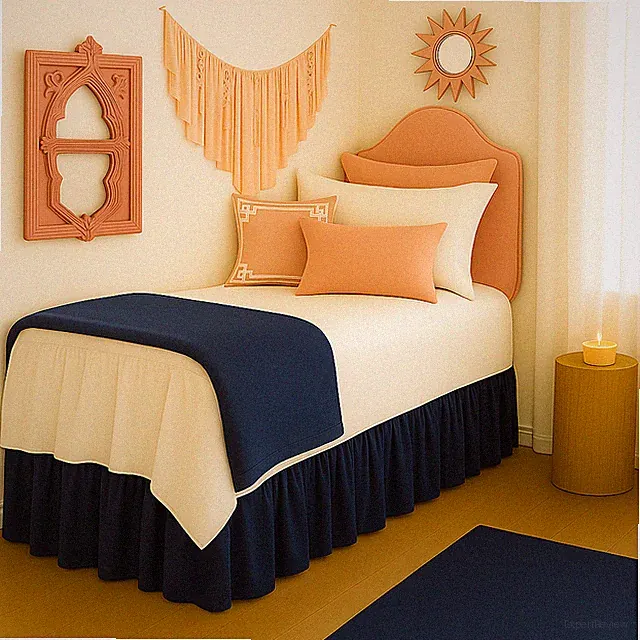 Slumber Sphere Navy Blue Twin XL Bed Skirt for Dorm Premium Microfiber Ruffle