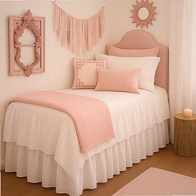 Slumber Sphere White Twin XL Bed Skirt for Dorm Premium Microfiber Dust Ruffle