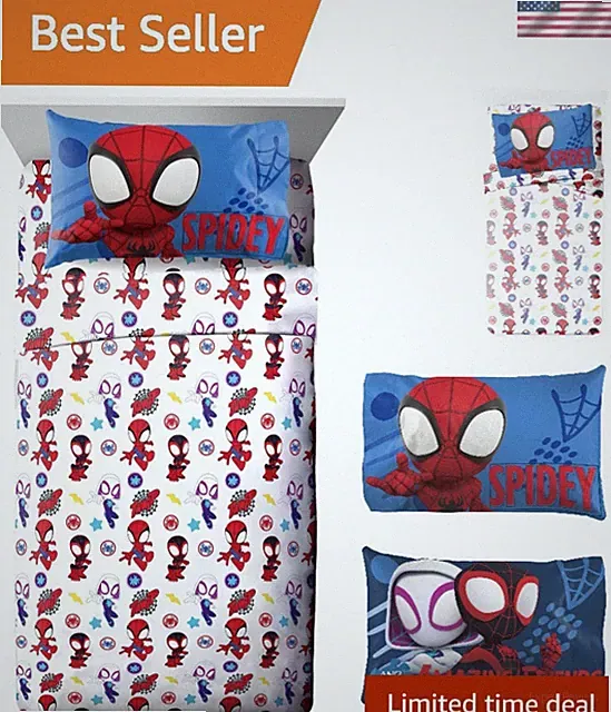 Spidey & Friends Kids Sheet Set - 4-Piece Ultra-Soft Bedding for Full Beds