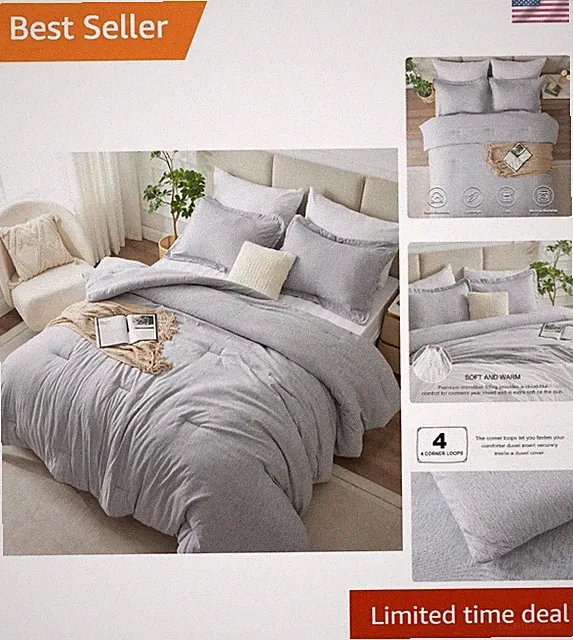 Stylish Twin/Twin XL Microfiber Comforter Set - Light Grey Luxury for Dorms