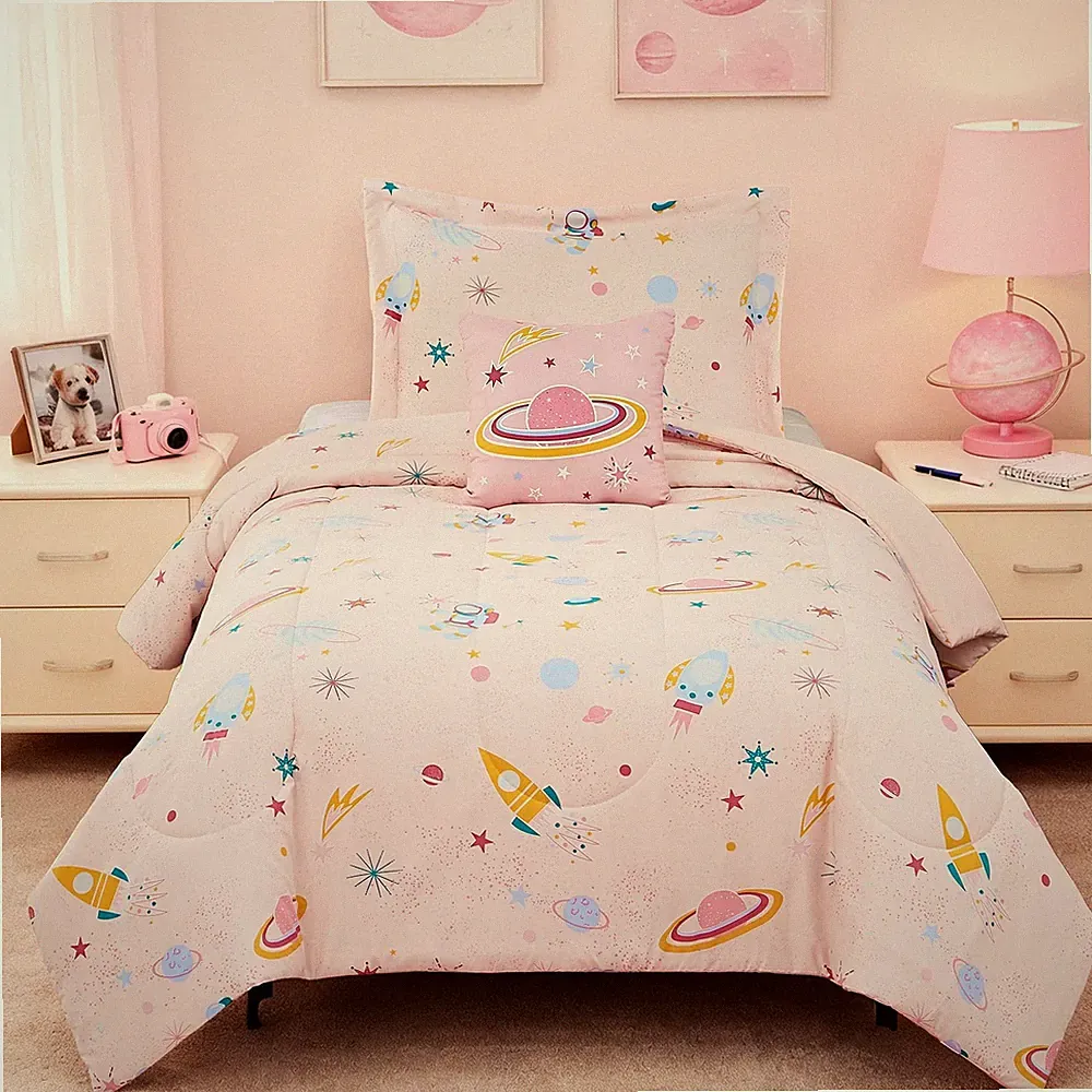 Twin Comforter Set for Girls - 3 Pieces Space Twin XL Bedding Set with 1 Comf...