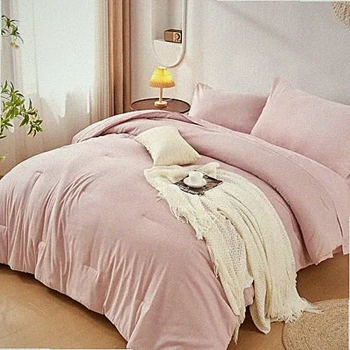 Twin/Twin XL Comforter Set 5 Pieces, Pink Twin Bedding Set for College Dorm