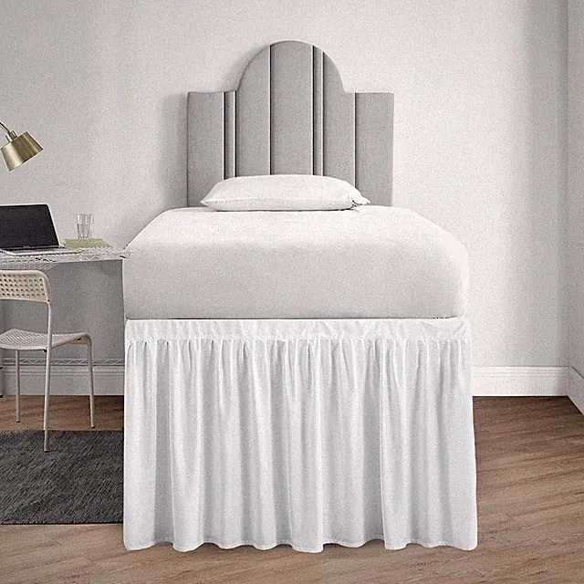 Twin XL Bed Skirt, Brushed Microfiber Split Corner Design, Dorm Room, White