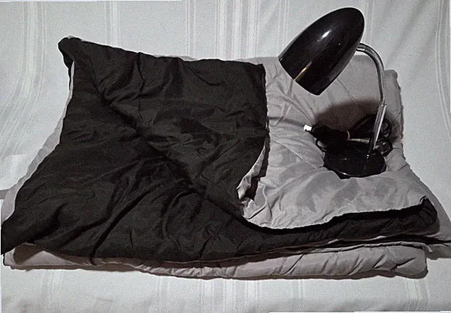 Twin XL Black/Gray Reversible Comforter and Desk Lamp Set for Dorm or Bedroom