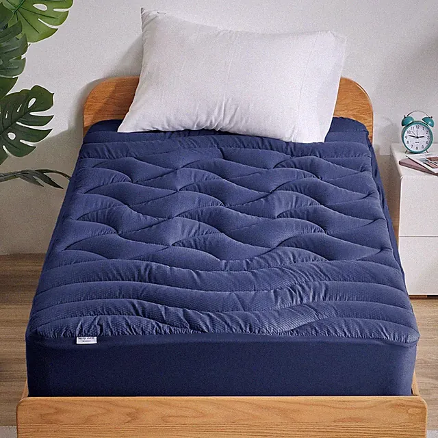 Twin XL Cooling Mattress Topper - Premium Breathable Pad for Dorms (Navy)