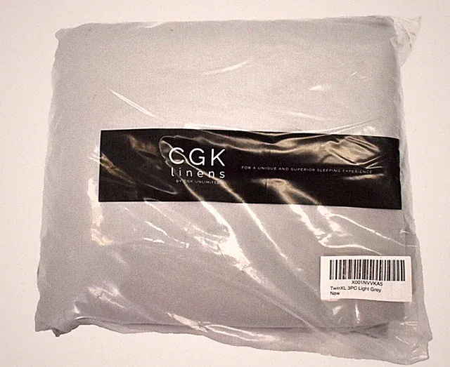 Twin XL Sheet Set 3 Piece Bedding Light Gray For College Dorm Hotel Easy Fit