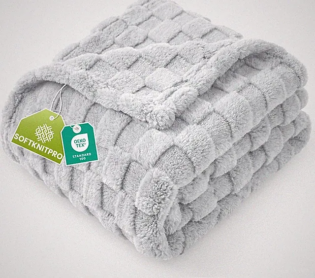 Uia Bedding Cool Grey Cheered Fleece Twin Blanket for Couch or Bed
