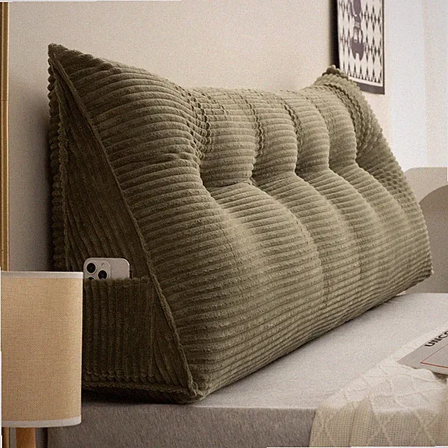 Velvet Headboard Pillow Reading Backrest Cushion w/ Removable Cover for Bed Dorm