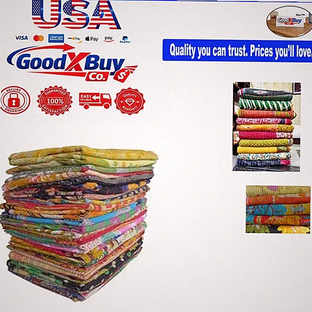 Vintage Cotton Kantha Quilts 5-Piece Assorted Bed Cover Throw Set Reversible...